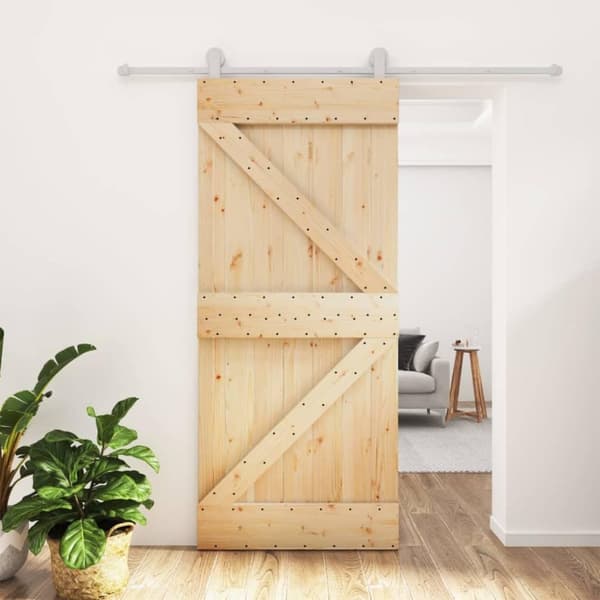 vidaXL skydedør med monteringssæt 90x210 cm massivt fyrretræ