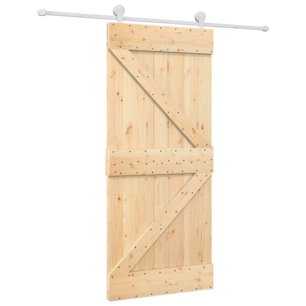 vidaXL skydedør med monteringssæt 90x210 cm massivt fyrretræ
