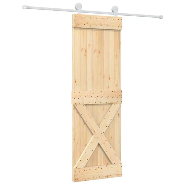 vidaXL Skjutdörr med beslag 70x210 cm massiv furu