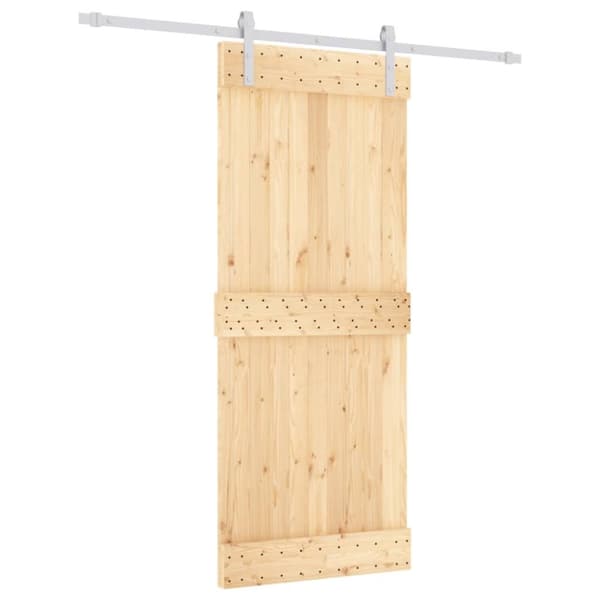 vidaXL Skjutdörr med beslag 85x210 cm massiv furu