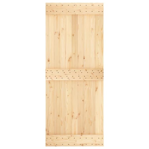 vidaXL Skjutdörr med beslag 85x210 cm massiv furu