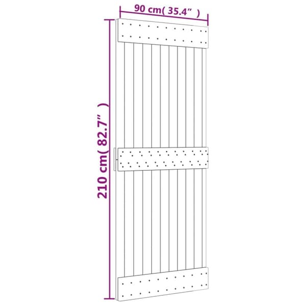 vidaXL Skyvedør med monteringstilbehør 90x210 cm heltre furu