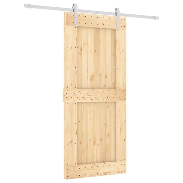 vidaXL Skjutdörr med beslag 90x210 cm massiv furu