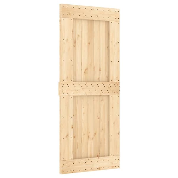 vidaXL Skjutdörr med beslag 85x210 cm massiv furu