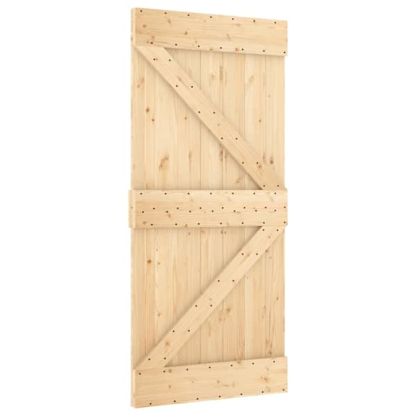 vidaXL Skjutdörr med beslag 90x210 cm massiv furu