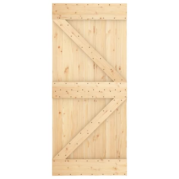 vidaXL Skjutdörr med beslag 90x210 cm massiv furu