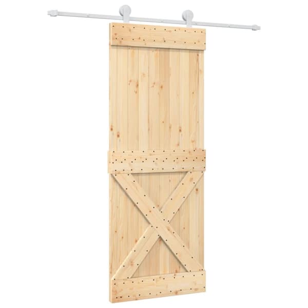 vidaXL Liukuovi asennustarvikkeineen 80x210 cm täysi mänty