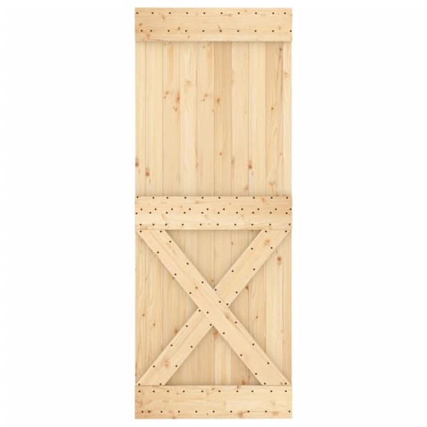 vidaXL Skjutdörr med beslag 80x210 cm massiv furu