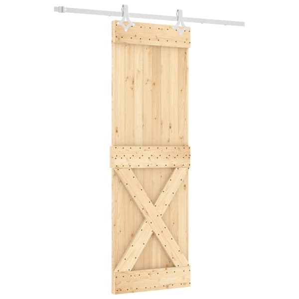 vidaXL Skjutdörr med beslag 70x210 cm massiv furu