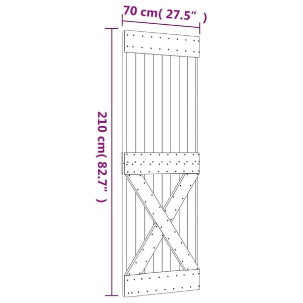 vidaXL Skyvedør med monteringstilbehør 70x210 cm heltre furu