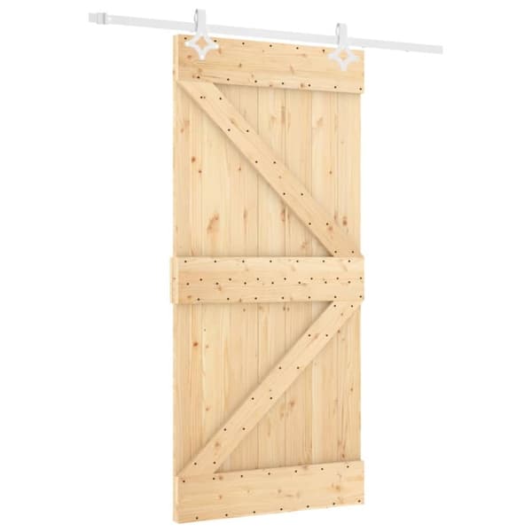 vidaXL Skjutdörr med beslag 90x210 cm massiv furu