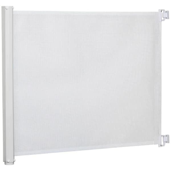 Rootz Dog Door Guard - Trappskydd - Säkerhetsavskiljare - Väggparti - Dörrskydd - Utdragbart trappskydd - Rullgardin - Rullbar - PVC - Vit - 115 x 82,