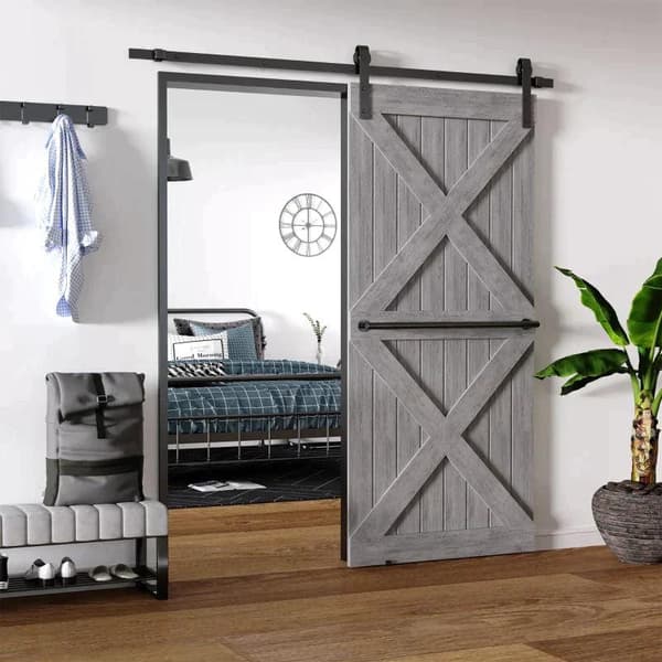 Rootz skydedørsbeslagssæt - Pladsbesparende - Stille - Universal - Sort - 200 cm x 40 cm x 0,6 cm