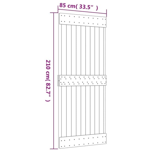 vidaXL Skyvedør med monteringstilbehør 85x210 cm heltre furu