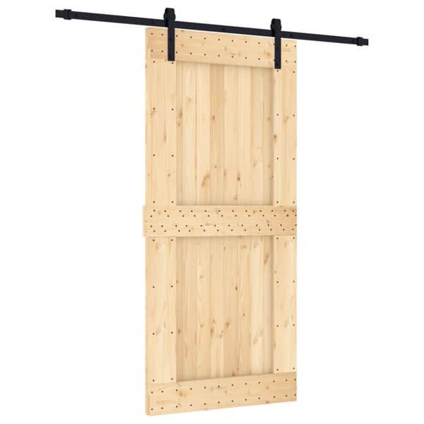 vidaXL Skjutdörr med beslag 95x210 cm massiv furu