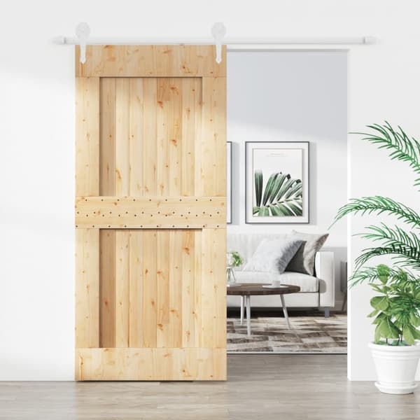 vidaXL Skjutdörr med beslag 100x210 cm massiv furu