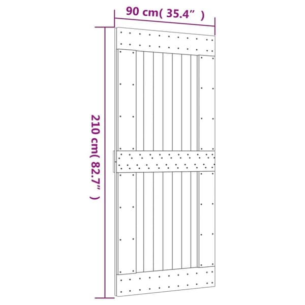 vidaXL Skyvedør med monteringstilbehør 90x210 cm heltre furu