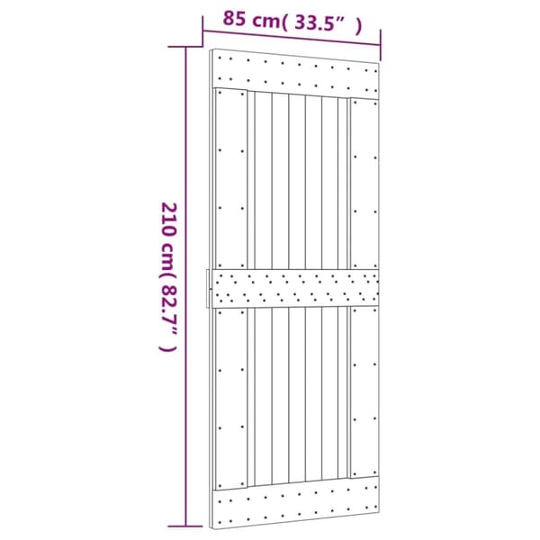 vidaXL Skyvedør med monteringstilbehør 85x210 cm heltre furu