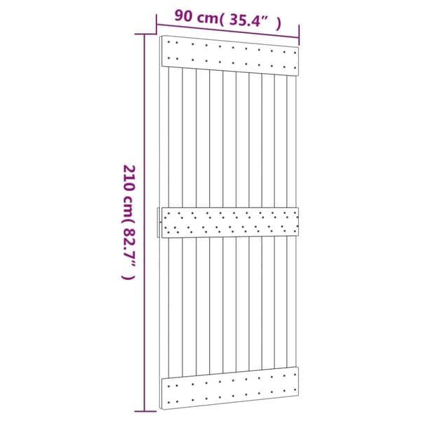 vidaXL Skyvedør med monteringstilbehør 90x210 cm heltre furu