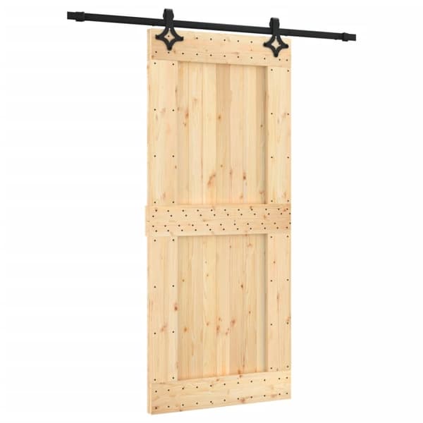 vidaXL Skjutdörr med beslag 90x210 cm massiv furu