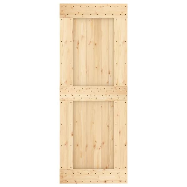 vidaXL Skjutdörr med beslag 80x210 cm massiv furu
