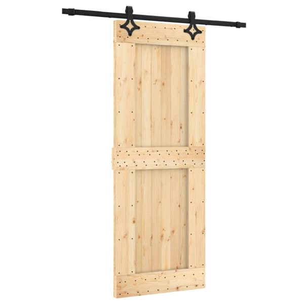 vidaXL Skjutdörr med beslag 80x210 cm massiv furu