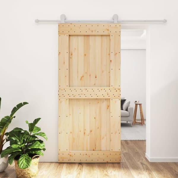 vidaXL skydedør med monteringssæt 95x210 cm massivt fyrretræ