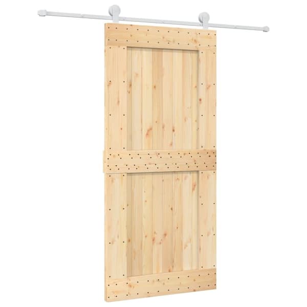 vidaXL skydedør med monteringssæt 95x210 cm massivt fyrretræ