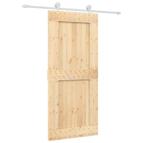 vidaXL skydedør med monteringssæt 90x210 cm massivt fyrretræ