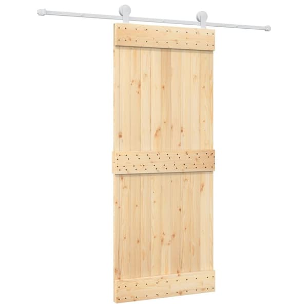 vidaXL Skyvedør med monteringstilbehør 85x210 cm heltre furu