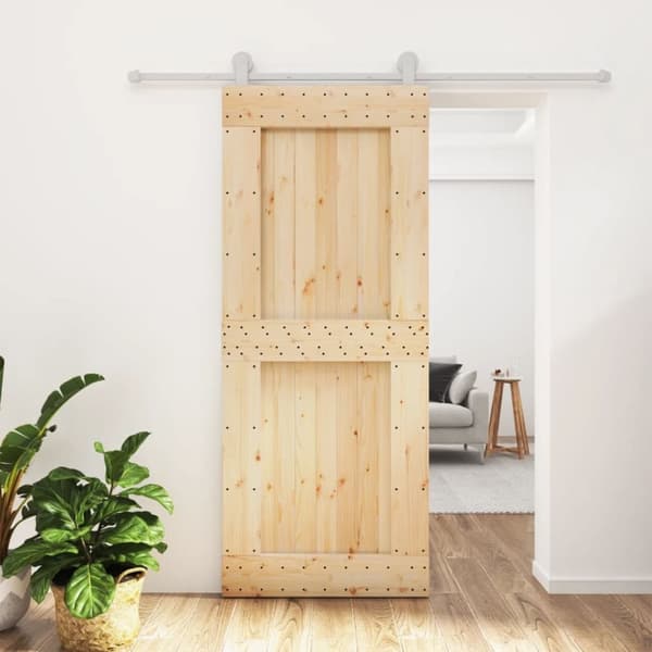 vidaXL skydedør med monteringssæt 85x210 cm massivt fyrretræ