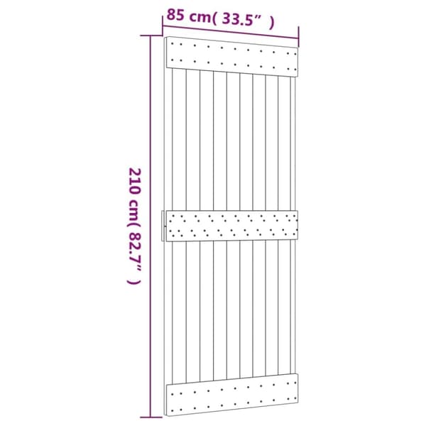 vidaXL skydedør med monteringssæt 85x210 cm massivt fyrretræ