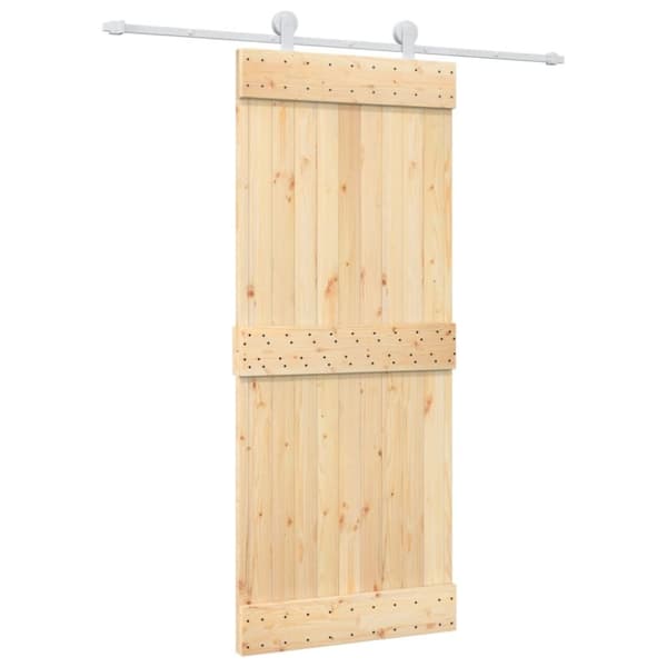 vidaXL skydedør med monteringssæt 85x210 cm massivt fyrretræ