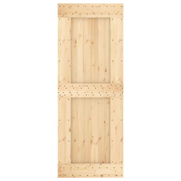 vidaXL Skjutdörr med beslag 80x210 cm massiv furu