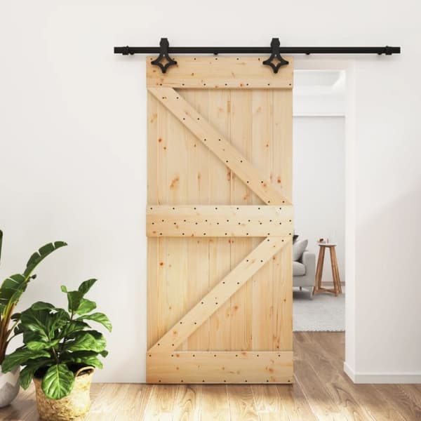 vidaXL Skyvedør med monteringstilbehør 95x210 cm heltre furu