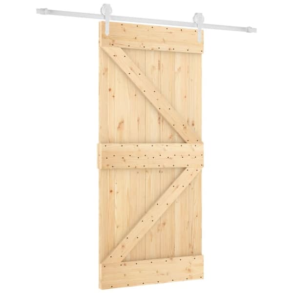 vidaXL Skjutdörr med beslag 95x210 cm massiv furu