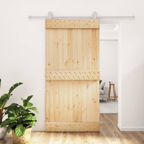 vidaXL skydedør med monteringssæt 100x210 cm massivt fyrretræ