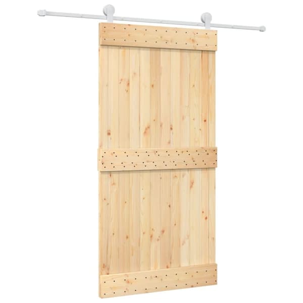 vidaXL skydedør med monteringssæt 100x210 cm massivt fyrretræ