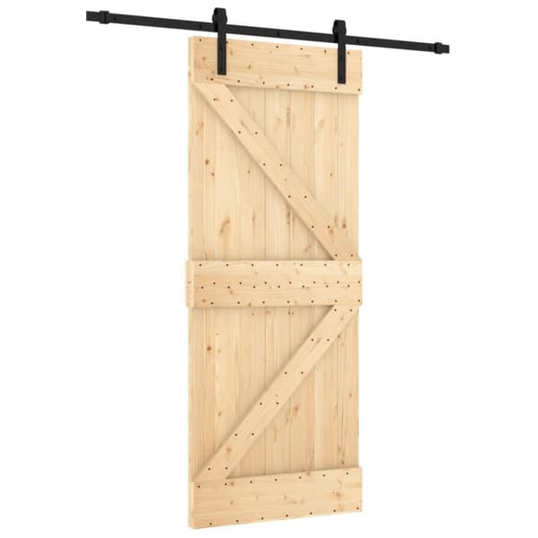 vidaXL Skjutdörr med beslag 85x210 cm massiv furu