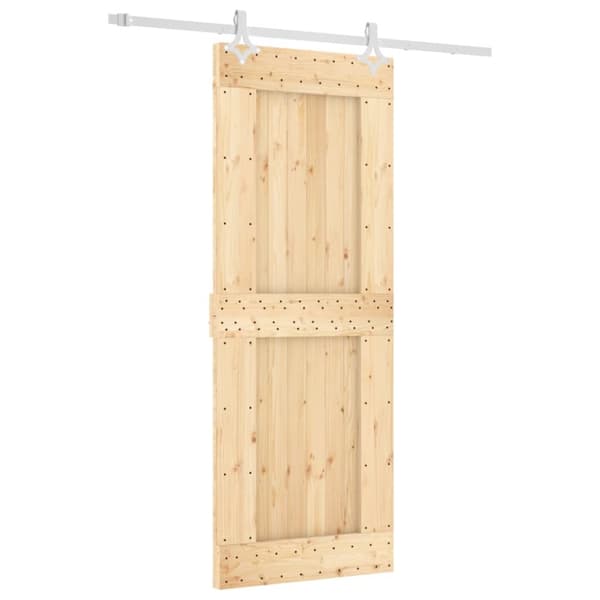 vidaXL Skjutdörr med beslag 80x210 cm massiv furu