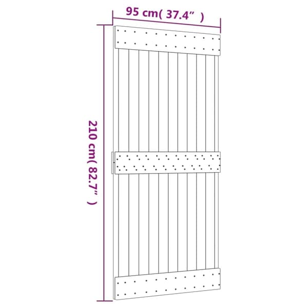 vidaXL Skyvedør med monteringstilbehør 95x210 cm heltre furu