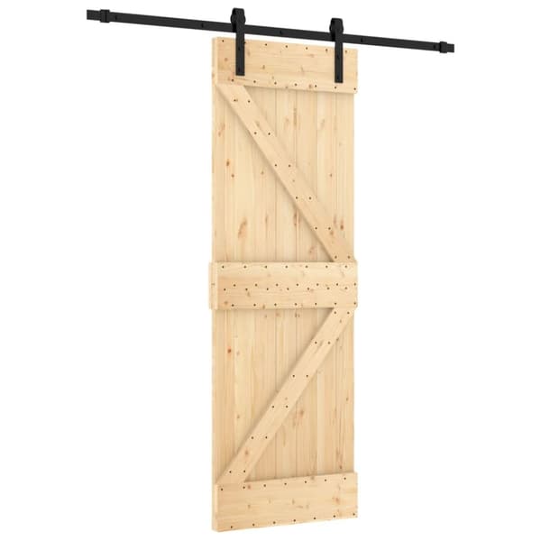vidaXL Skjutdörr med beslag 70x210 cm massiv furu
