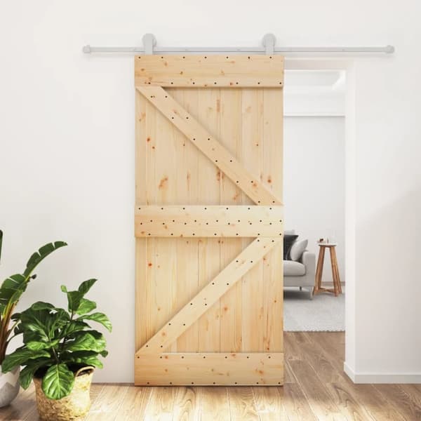 vidaXL skydedør med monteringssæt 95x210 cm massivt fyrretræ