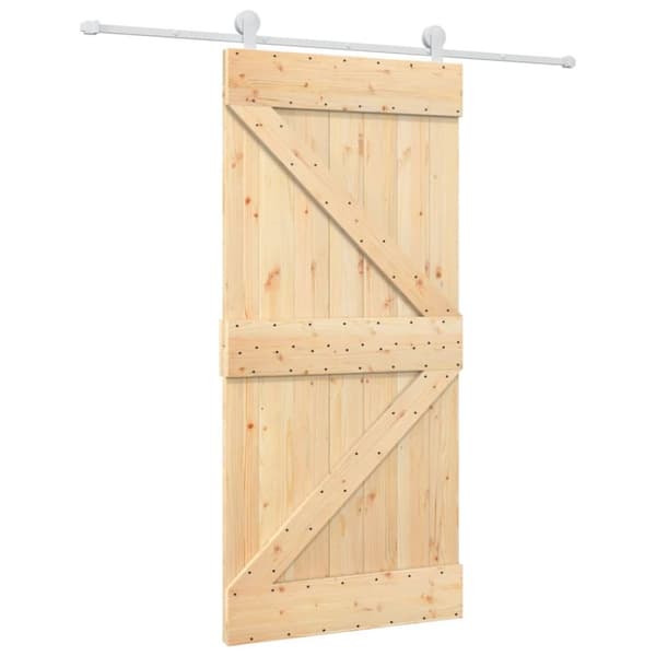 vidaXL skydedør med monteringssæt 95x210 cm massivt fyrretræ
