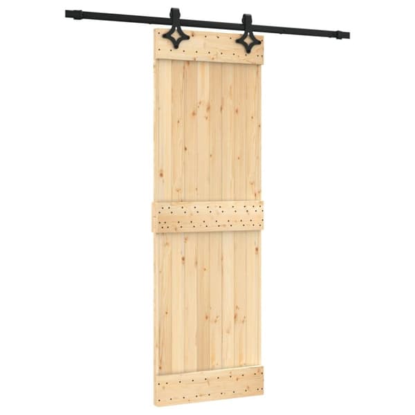 vidaXL Skjutdörr med beslag 70x210 cm massiv furu