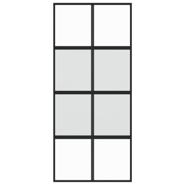 vidaXL skydedør 90x205 cm hærdet glas og aluminium sort