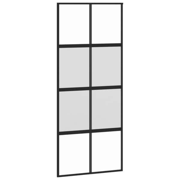 vidaXL skydedør 90x205 cm hærdet glas og aluminium sort