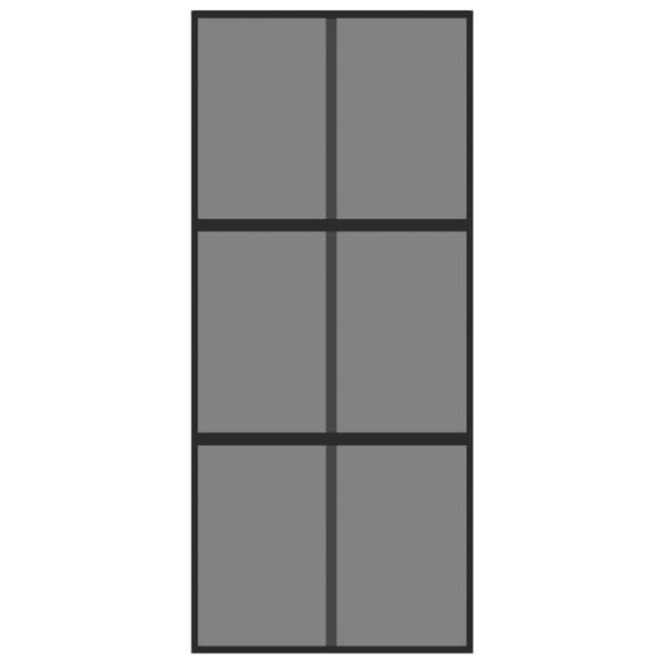 vidaXL skydedør 90x205 cm hærdet glas og aluminium sort