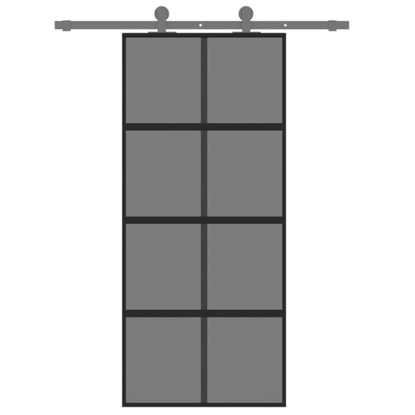 vidaXL skydedør 90x205 cm hærdet glas og aluminium sort