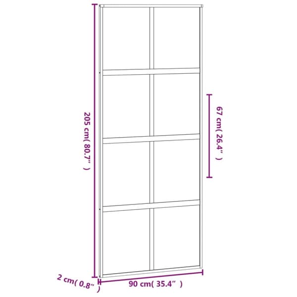 vidaXL skydedør 90x205 cm hærdet glas og aluminium sort